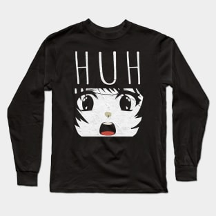 Huh-cat-meme anime Long Sleeve T-Shirt